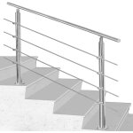 Rampe d'escalier acier inoxydable main courante balustrade garde - corps argent� 100 cm 4 crossbars