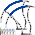 Rampe piscine acier inox 2pcs main courante 76, 2x76, 2 cm rail barre deappui piscines 170 kg avec plaque ...