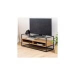 Ebuy24 - meuble tv 2 niches 120x40x45 cm décor chêne et plateau en verre - roby Ebuy24 - meuble tv 2 niches 120x40x45 cm décor chêne et plateau en verre - roby