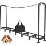 Range bche extrieur mtal 235x32x116cm, porte bches chemine mtal, capacit 1, 2 stres, rangement ...