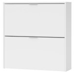 Hogar24 - meuble � chaussures avec 2 portes pliantes en blanc mat, meuble de couloir de chambre � coucher ...