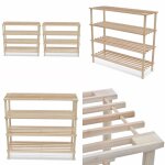 Range - chaussures  4 tagres 2 pcs bois de sapin solide - meuble rangement chaussures - tagre chaussure ...