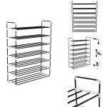 Range - chaussures avec 7 �tag�res m�tal et plastique noir - �tag�re � chaussures - meuble rangement ...