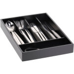 Range - couverts, 5 compartiments, rangement tiroir, hxlxp : 4, 5x34x25 cm, bambou, organisateur ustensiles, ...