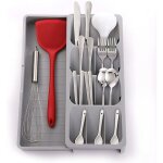 Range - couverts compact en plastique, organiseur extensible pour tiroir d'argenterie, porte - ustensiles ...