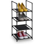 Relaxdays - rangement  chaussures, 4 niveaux, hxlxp : 72x33x33 cm, meuble mtal & niveaux en tissu, ...