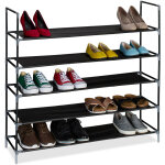 Relaxdays - rangement � chaussures, 5 niveaux, hxlxp : 91x100x28 cm, meuble m�tal & niveaux en tissu, ...