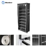Rangement chaussure tissu, meuble a chaussure avec housse, 9 couches, 58 x 29 x 160 cm, tagere chaussure ...