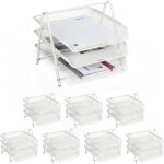 Rangement � documents en m�tal, lot de 8, 3 compartiments, grille, a4, corbeille � lettres, 26, 5 x 29, ...