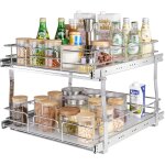 Vevor rangement sous evier 2 etages 474x533 mm et 452x516 mm etagere coulissante pour placard en acier ...