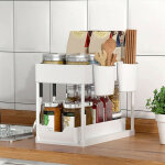 Rangement sous evier 2 niveaux, coulissant organiseur sous vier etagere tiroir avec 4 patres, tagre ...