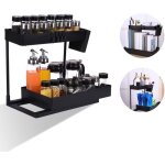 Rangement sous �vier avec tiroir de rangement coulissant rangement sous �vier � 2 niveaux avec 4 crochets ...