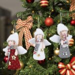 Paquet de 3 poup�es en peluche d'ange de no�l, pendentif de poup�e en peluche d'ange d'arbre de no�l ...