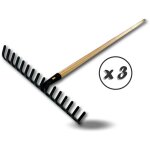 Rateau 16 dents recourb�es manche 150 cm en bois t�te acier largeur 40 cm - quantit� x 3 - rateau 16 ...