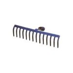 Rateau a cailloux 26216 / 16 dents, bleu sans manche