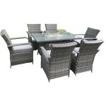 Rattan meubles de jardin foyer  gaz table rectangulaire chauffage  gaz et chaises  manger 6 places ...
