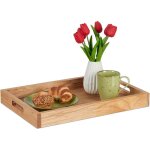 Reaxdays plateau de service, rectangulaire, bois et mdf, avec poign�es, bord �lev�, hlp : 5 x 46 x 31 ...