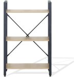 Mobili rebecca - rebeca mobili bibliothque 3 tagres en mtal et bois noir beige design moderne