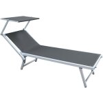 Rebecca mobili bain de soleil en aluminium gris auvent r�glable pour le jardin et la plage