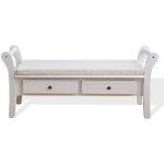 Rebecca mobili banc de jardin coffre 2 tiroir bois blanc provenal 47, 5x108, 5x40