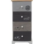 Mobili rebecca - rebecca mobili chiffonnier commode 4 tiroirs bois blanc gris shabby 72x35x27