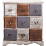 Mobili rebecca - rebecca mobili commode armoire 9 tiroirs bois blanc marron gris vintage 63x60x23