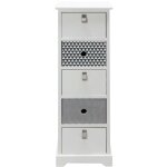 Rebecca mobili commode troite table de chevet haute 5 tiroirs blanc gris moderne bois 93x30x25 cm