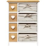 Rebecca mobili commode meuble 8 tiroirs bois osier blanc marron 71x51x30 Rebecca mobili commode meuble 8 tiroirs bois osier blanc marron 71x51x30