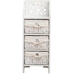 Mobili rebecca - rebecca mobili commode table de chevet 3 tiroirs bois osier blanc 78x29x22