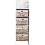 Mobili rebecca - rebecca mobili commode table de chevet 4 tiroirs bois osier blanc 98x29x22