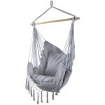 Rebecca mobili fauteuil suspendu hamac fauteuil � bascule gris pour jardin avec coussins suspendus