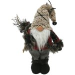 Rebecca mobili pre nol gnome avec barbe polyester gris beige rouge 33x19x14