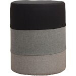 Rebecca mobili pouf assise pouffe tissu rond gris blanc vintage 45x35x35