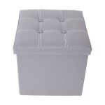 Rebecca mobili pouf boite de rangement carre synthetique gris design 30x30x30