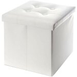 Rebecca mobili pouf coffre de rangement carre synthtique blanc 30x30x30