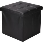 Rebecca mobili pouf coffre de rangement carre synthtique noir 30x30x30