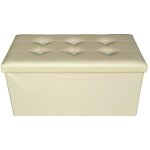 Mobili rebecca - rebecca mobili pouf coffre de rangement rectangle beige blanc stokage 38x76x38
