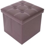 Rebecca mobili pouf tabouret bote de rangement marron contemporain 30x30x30