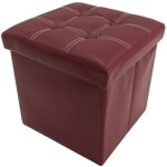 Rebecca mobili pouf tabouret similicuir rouge bordeaux repose - pieds 30x30x30