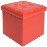 Rebecca mobili tabouret bote de rangement synthtique rouge moderne 30x30x30