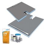 Receveur  carreler 120 x 90 cm wedi fundo plano linea coulement linaire sortie sur le petit cot + ...