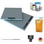 Receveur � carreler 90 x 90 cm wedi fundo riolito neo + barrette + bonde verticale + kit d'�tanch�it� ...