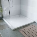 Cuisibane ? receveur de douche 100x100 cm acrylique extraplat ? surface textur�e imitation ardoise antid�rapan ...