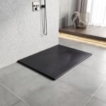 Heilmetz - receveur de douche l. 120 x l. 90 cm noir rectangulaire semblable  la pierre bac  douche ...