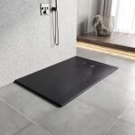 Heilmetz - receveur de douche l. 140 x l. 90 cm noir rectangulaire semblable  la pierre bac  douche ...