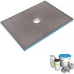 Wedi - receveur de douche  carreler 140 x 100 fundo primo rectangle coulement centr + kit d'tancheit ...