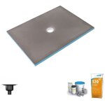 Receveur de douche  carreler 140 x 90 wedi fundo primo coulement centr + bonde verticale + kit d'tanchit ...