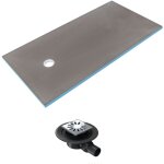 Receveur de douche  carreler 180 x 90 wedi fundo primo rectangle coulement excentr + bonde horizontale ...