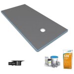 Wedi - receveur de douche  carreler 200 x 100 fundo primo coulement excentr + bonde horizontale + ...