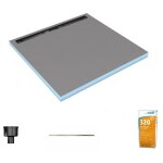 Wedi - receveur de douche à carreler 90 x 90 cm fundo riolito neo écoulement vertical + barrette de finition ... Wedi - receveur de douche à carreler 90 x 90 cm fundo riolito neo écoulement vertical + barrette de finition ...